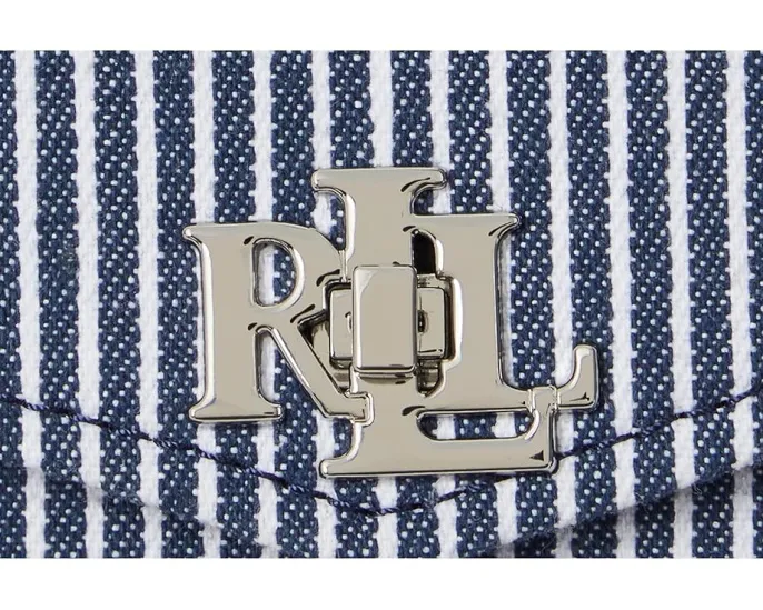 Маленькая сумка кроссбоди Farrah из полосатого холста Lauren Ralph Lauren с поворотным замком