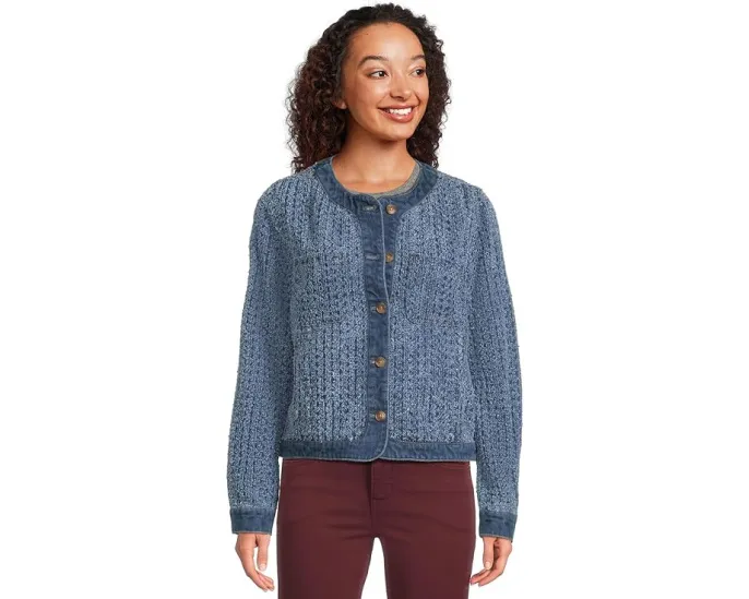 Короткая куртка Tommy Bahama из перфорированного твида и денима с двумя карманами