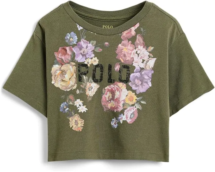 Футболка Polo Ralph Lauren Kids свободного кроя с цветочным принтом из хлопкового джерси