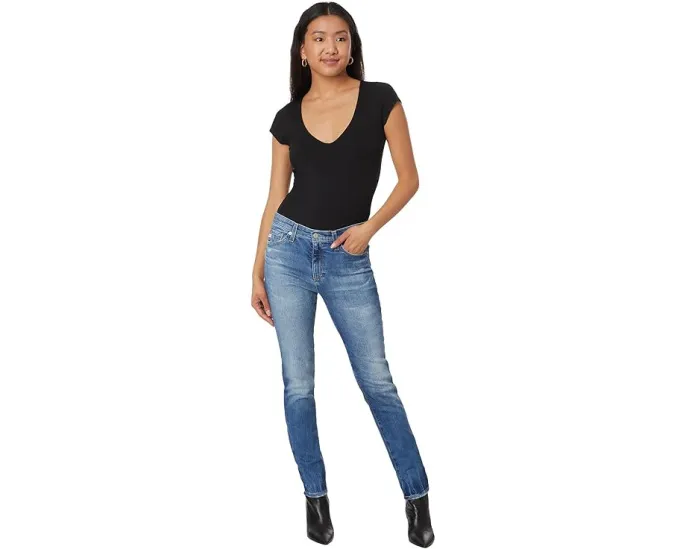 Джинсы AG Jeans Prima Mid-Rise Cigarette Ankle с зауженным низом и пятью карманами
