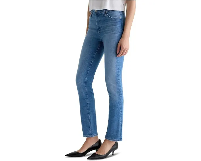 Прямые зауженные джинсы AG Jeans Mari со средней посадкой в цвете Minimalist