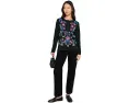 Футболка Johnny Was Mixed Media Henley Elizabeth с вышивкой из хлопка