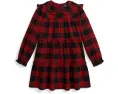 Платье для девочки Polo Ralph Lauren Kids из хлопкового твила в клетку Buffalo с рюшами