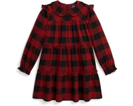 Платье для девочки Polo Ralph Lauren Kids из хлопкового твила в клетку Buffalo с рюшами