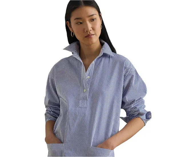Платье-рубашка Lauren Ralph Lauren из хлопка в полоску с поясом