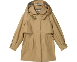 Детское тренч Zoe от Burberry Kids с капюшоном и клетчатой подкладкой