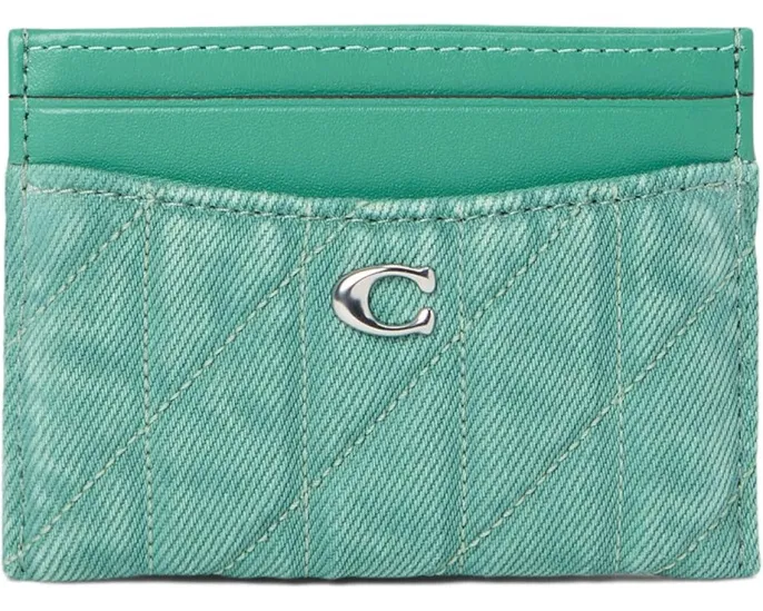 Картхолдер COACH Essential с стежкой из денима и кожи Nappa