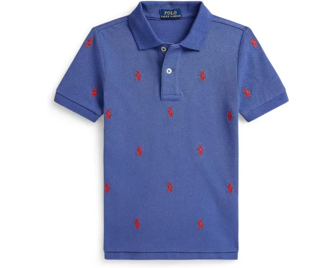 Поло из хлопковой сетки с лошадкой Polo Ralph Lauren Kids для малышей