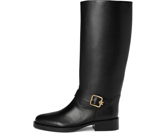 Кожаные ботинки COACH Madeline на низком каблуке с молнией сбоку