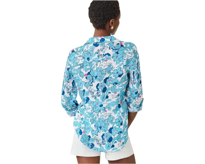 Рубашка Sea View Button-Down от Lilly Pulitzer из льна с принтом