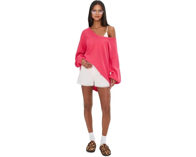 Свитер Free People We The Free Coast 2 Coast с вафельной вязкой и V-образным вырезом