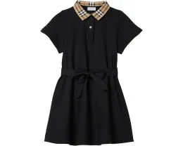 Платье Burberry Kids Astrid Check Collar с клетчатым воротником и поясом