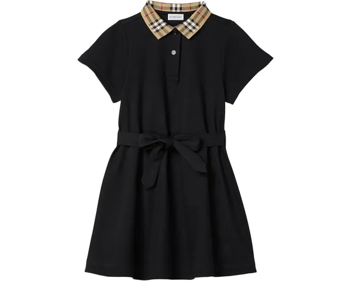 Платье Burberry Kids Astrid Check Collar с клетчатым воротником и поясом