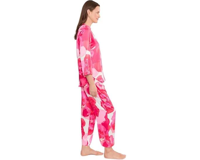 Floria Printed Satin Mandarin Pajama Set