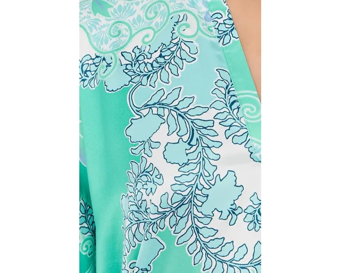 Кафтан N by Natori из сатина с принтом Flourish и карманами