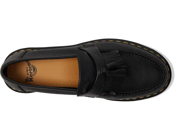 Кожаные лоферы Dr. Martens Adrian с желтой строчкой и декоративными кисточками