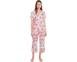 Short Sleeve Notch Top & Capri Pajama Set