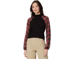 Топ Tommy Hilfiger с длинным рукавом и комбинированными материалами в клетку