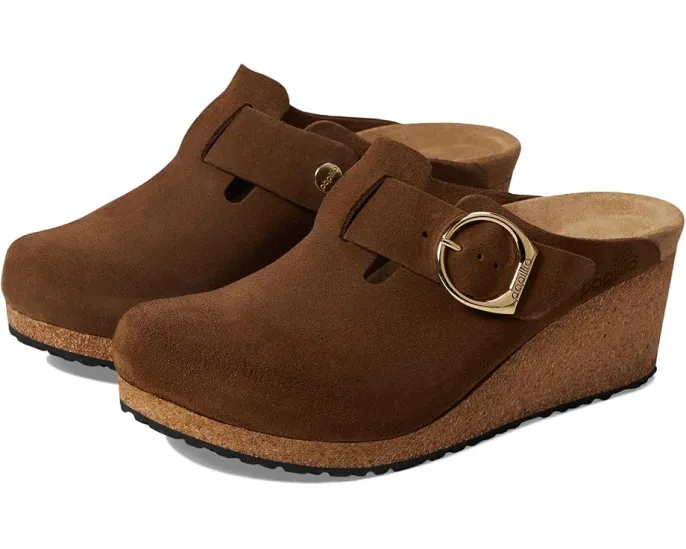Birkenstock Клог на танкетке Fanny из замши с пробковой стелькой