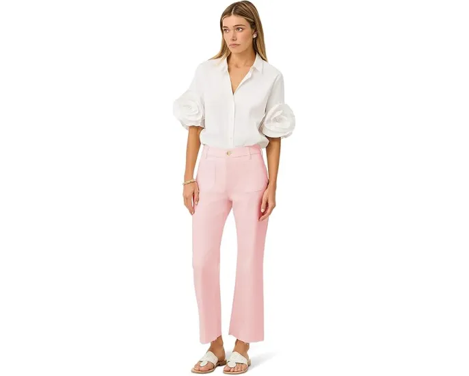 Джинсы кроп с завышенной талией Lilly Pulitzer Harleen и расклешенным низом