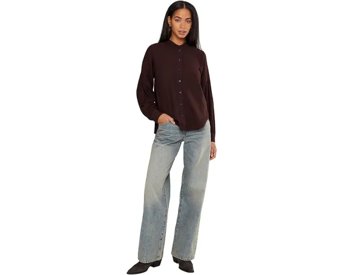 Рубашка Madewell Carmen Shirt из хлопка и модала в клетку с присборенными деталями