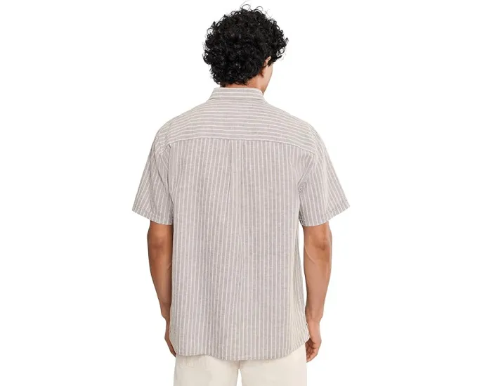 Barbour летняя рубашка Nelson Striped из льна с расслабленным кроем