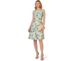 Платье миди Asymmetrical Jacquard от Adrianna Papell с асимметричным вырезом