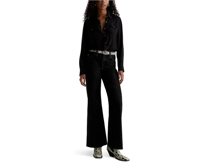 Широкие джинсы AG Saige Mid-Rise Wide Leg с эластаном