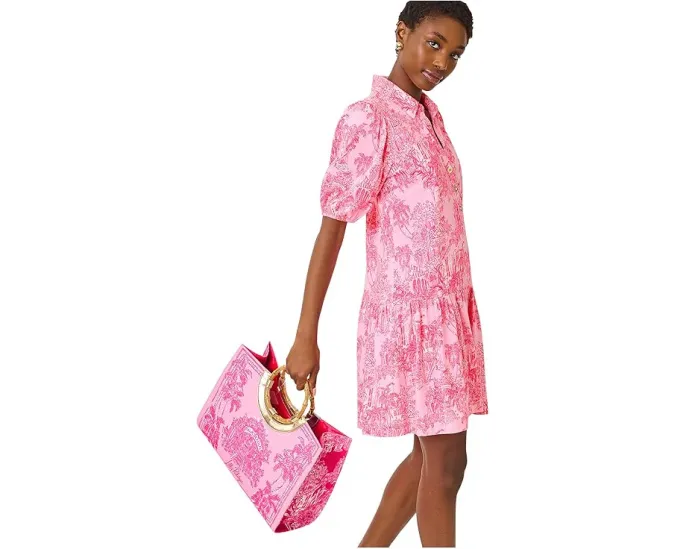 Платье Bingley от Lilly Pulitzer в стиле рубашки с цветочным принтом и рукавами 3/4