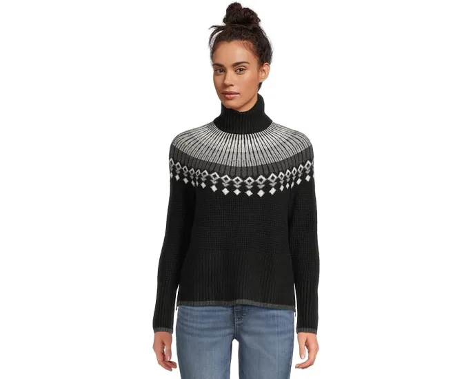 Свитер Supersoft с вафельной вязкой, высоким воротником и узором Fair Isle L.L.Bean