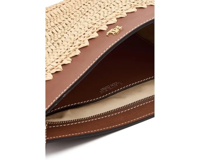 Большой клатч Lauren Ralph Lauren из вязаной соломки с кожаной отделкой