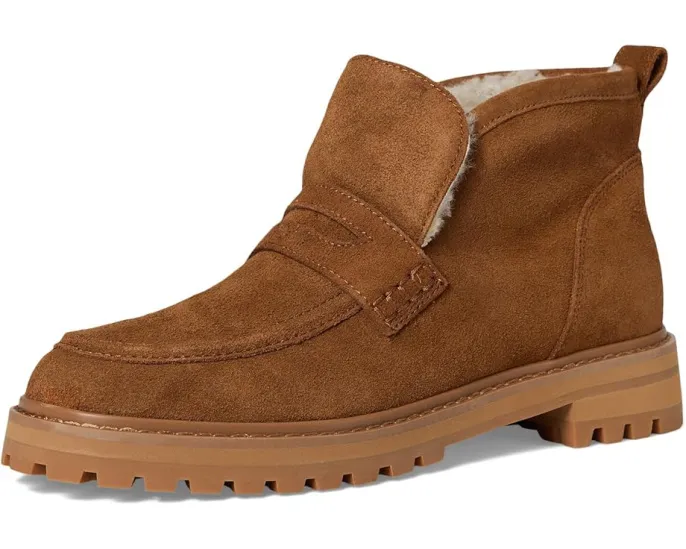 Ботинки Rory Lug Loafer Bootie из замши с овчиной и подошвой на протекторе Madewell