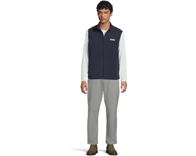 Vineyard Vines Harbor Fleece Vest с вышивкой кита и сетчатыми карманами