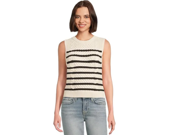 Кроп-свитер Lilla P без рукавов с косой вязкой и резинкой по краям