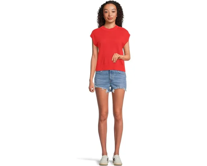 Свитер Lilla P с коротким рукавом и круглой горловиной в рубчик