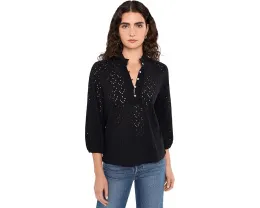 Топ с воротником-рюшей и ажурной вязкой Knit Eyelet от NIC+ZOE