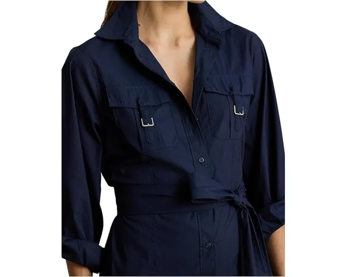 Платье из смесового хлопка с отделкой под пряжку Lauren Ralph Lauren