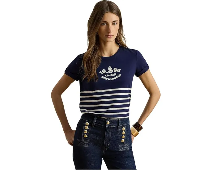 Футболка Lauren Ralph Lauren из джерси с полоской и вышитым логотипом