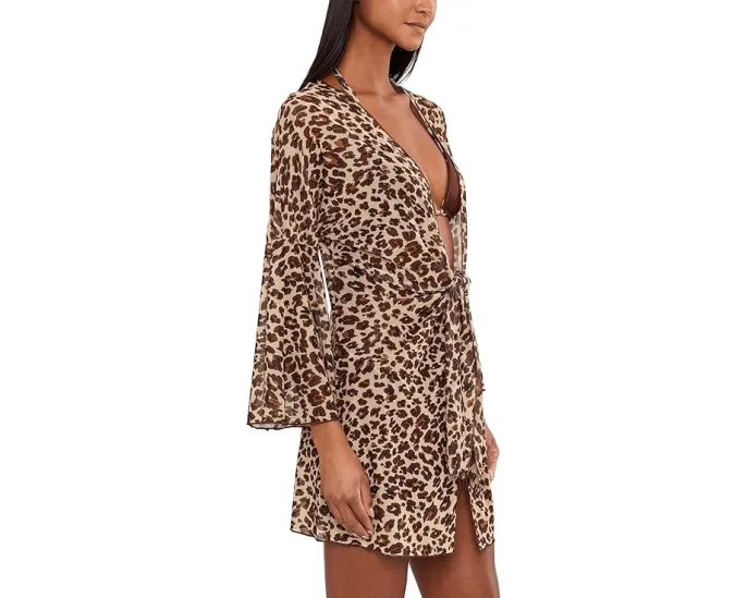 Туника Safari Leopard Stretch Mesh с запахом спереди от BECCA