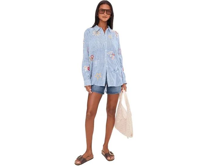 Блуза Andee с вышивкой цветов и накладными карманами от Karyn Seo