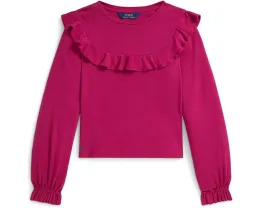 Топ Polo Ralph Lauren Kids с рюшами из хлопка и модала для детей старшего возраста