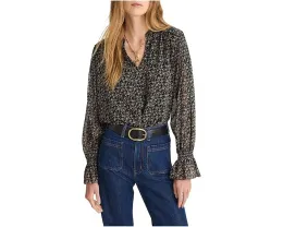 Топ Madewell Lizzy Top с V-образным вырезом и прозрачными длинными рукавами