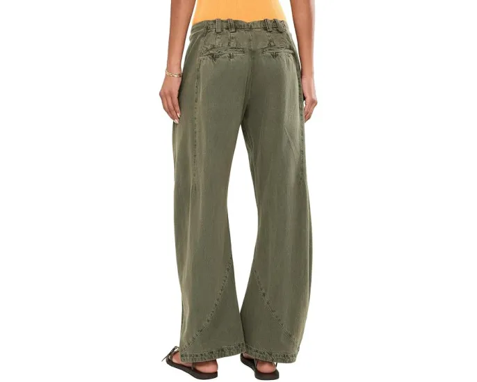 Free People брюки чинос Spotlight Washed Barrel из коричневого хлопка