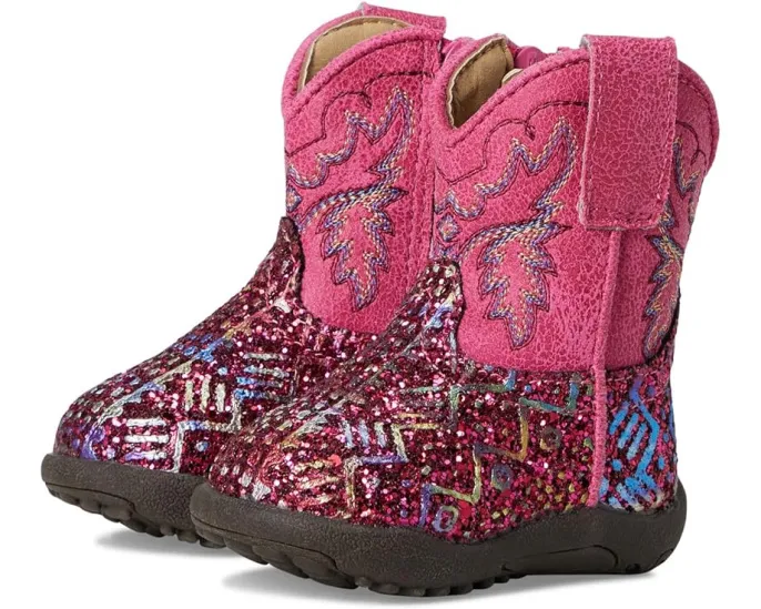 Детские сапоги Roper Cowbabies Glitter Aztec с блестками и боковой молнией