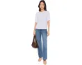 Топ Eileen Fisher с рукавом три четверти и круглым вырезом из стрейч-джерси