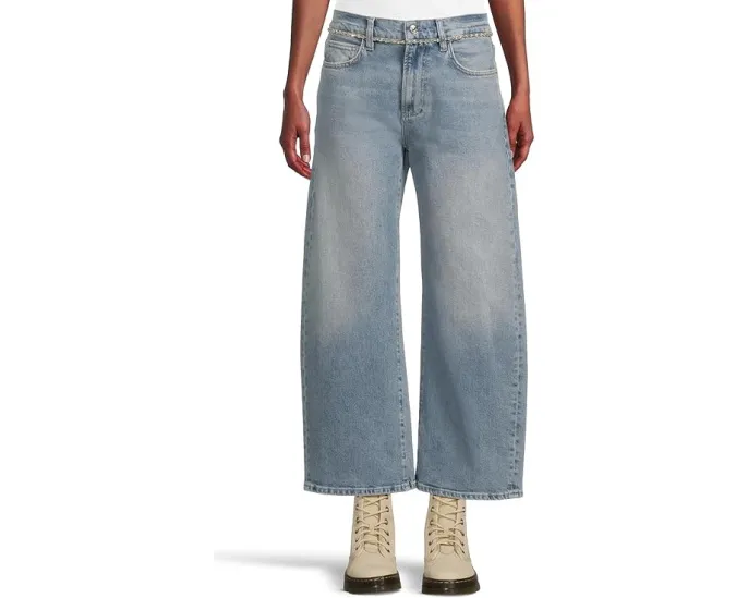 Джинсы Paige Arellia Ankle In Cosmic с завышенной талией и украшением стразами