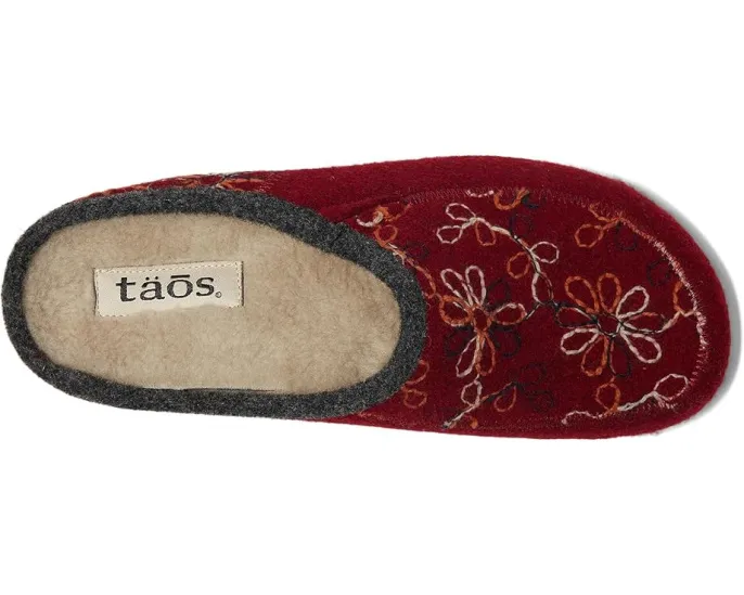 Тапочки Woolflower с ручной вышивкой и меховой подкладкой от Taos Footwear