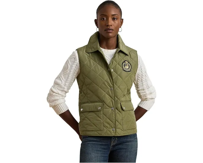 Жилет Lauren Ralph Lauren Quilt Vest W Crest 22 дюйма стеганый с логотипом