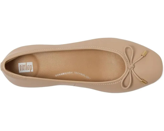 Балетки FitFlop Delicato Bow из мягкой кожи с квадратным носком