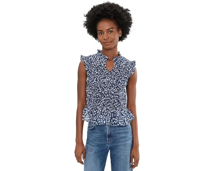 Топ NIC+ZOE Leopard Sketch Smocked Top с принтом леопарда